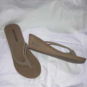 Colin Stuart Beige Wedge Sandals